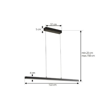 Závesné svietidlo Lucande Pendolo LED, čierna farba, hliník, 120 cm