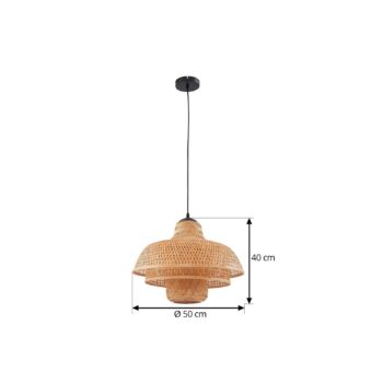Závesné svietidlo Lucande Rasmina, bambus, Ø 50 cm, 1-pl