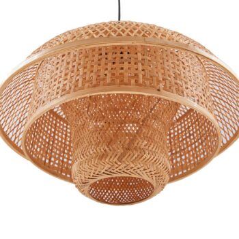 Závesné svietidlo Lucande Rasmina, bambus, Ø 50 cm, 1-pl