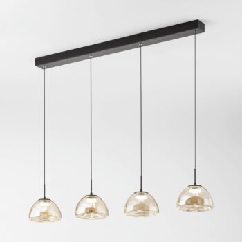 Závesné svietidlo Lucille LED, 4 svetlá, farba koňaku, CCT