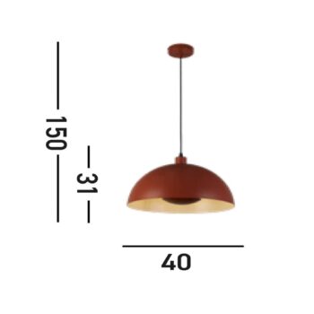 Závesné svietidlo Mars, tmavo oranžové, Ø 40 cm, oceľ