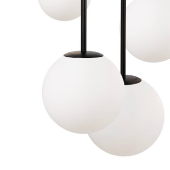 Závesné svietidlo Maytoni Basic form, čierna farba, Ø 58 cm, 5-svetelné sklo