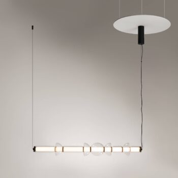 Závesné svietidlo Maytoni Cosmo LED, čierna farba, dĺžka 98 cm, sklo