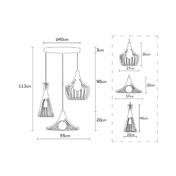Závesné svietidlo Mezopotamya N-1298 3-light copper