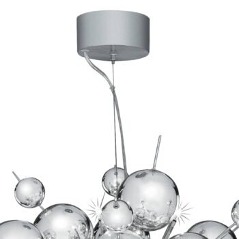 Závesné svietidlo Molecule, chrómová farba, kov, 12 svetiel, G4