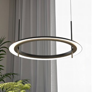 Závesné svietidlo Molto Luce LED Vuto PD, čierna farba, Ø 60 cm, hliník
