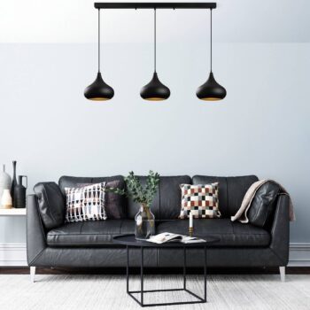 Závesné svietidlo Muba, čierne, dĺžka 120 cm, kov