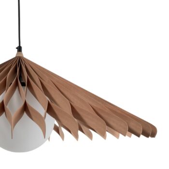 Závesné svietidlo Nature Sun sklo XL, kužeľ plochý, Ø 69 cm, drevo