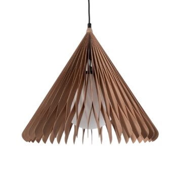 Závesné svietidlo Nature Sun sklo XL, kužeľové, špicaté, Ø 48 cm, drevo