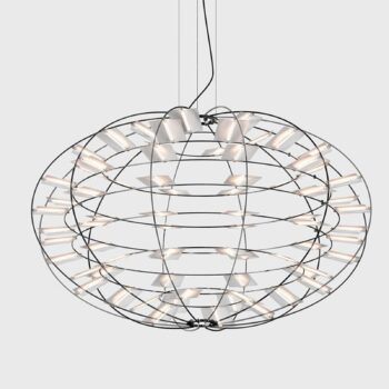 Závesné svietidlo Nemo LED Chloris, niklová farba, Ø 90 cm