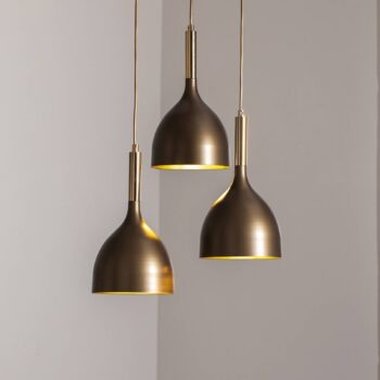 Závesné svietidlo Noak 3-light, okrúhle, titánovo-zlaté/zlaté, oceľ
