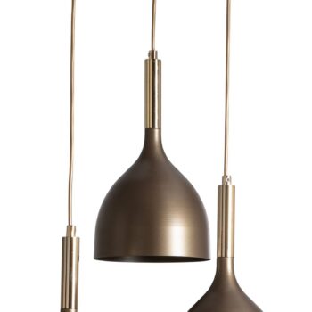 Závesné svietidlo Noak 3-light, okrúhle, titánovo-zlaté/zlaté, oceľ
