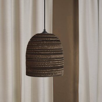 Závesné svietidlo OSRAM BALL BELL, hnedé, Ø 26 cm, vlnitá lepenka, E27