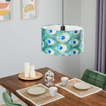 Závesné svietidlo Pfau, Ø 45 cm, zelené