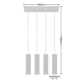 Závesné svietidlo Prios Neliyah, 40 cm dlhé, biele, 4 svetlá, GU10