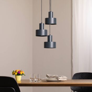 Závesné svietidlo Rif 3, antracitová, okrúhla, 3-pl., Ø 33 cm