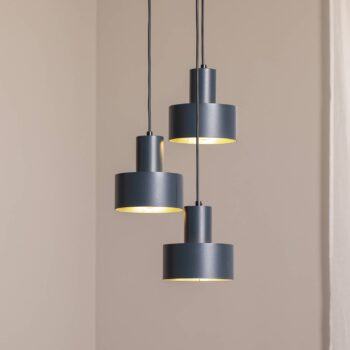 Závesné svietidlo Rif 3, antracitová, okrúhla, 3-pl., Ø 33 cm