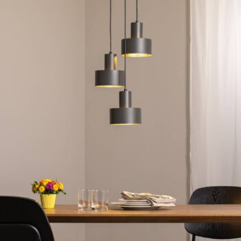 Závesné svietidlo Rif 3, olivovo zelené, okrúhle, 3-pl., Ø 33 cm