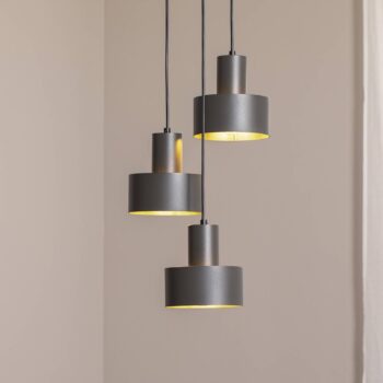 Závesné svietidlo Rif 3, olivovo zelené, okrúhle, 3-pl., Ø 33 cm