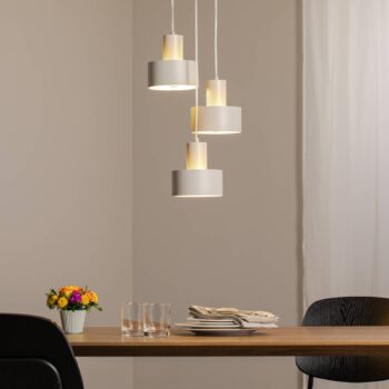 Závesné svietidlo Rif 3, taupe, okrúhle, 3-pl., Ø 33 cm, oceľ