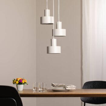 Závesné svietidlo Rif 3, taupe, okrúhle, 3-pl., Ø 33 cm, oceľ