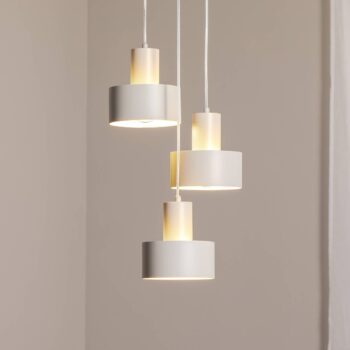 Závesné svietidlo Rif 3, taupe, okrúhle, 3-pl., Ø 33 cm, oceľ