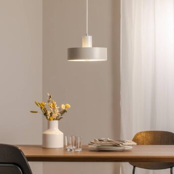 Závesné svietidlo Rif M, taupe, 1-pl., Ø 25 cm, oceľ