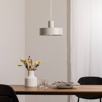 Závesné svietidlo Rif M, taupe, 1-pl., Ø 25 cm, oceľ