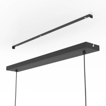 Závesné svietidlo Rinroe, dĺžka 90 cm, čierna farba, 2 svetlá, oceľ