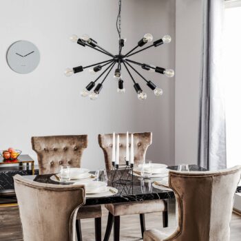 Závesné svietidlo Rod Black XV, čierne, 15-ramenné
