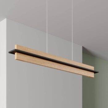 Závesné svietidlo Rothfels LED Lexa, dub/čierna, dĺžka 78 cm