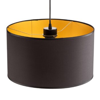 Závesné svietidlo Roto 3 v čiernej farbe, tienidlo na lampu vnútri zlaté