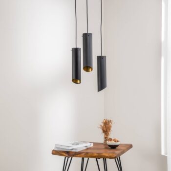 Závesné svietidlo Sivani MR-979, čierne, železo, 3-plameňové, okrúhle