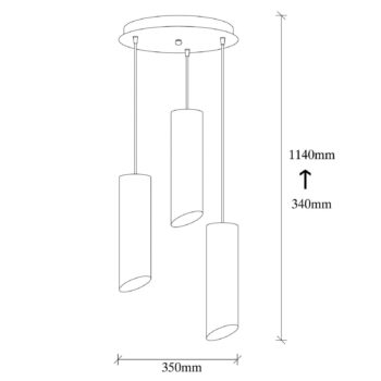 Závesné svietidlo Sivani MR-979, čierne, železo, 3-plameňové, okrúhle