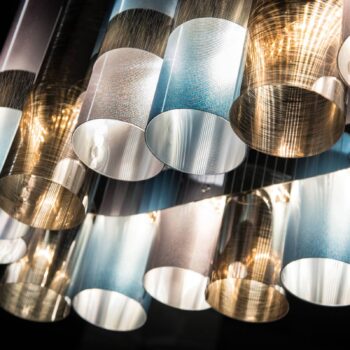 Závesné svietidlo Slamp LED La Lollo, farba cínu, 140 cm