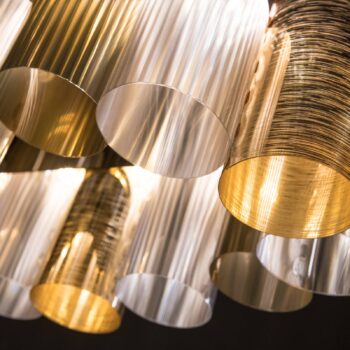 Závesné svietidlo Slamp LED La Lollo, zlatá farba, 100 cm