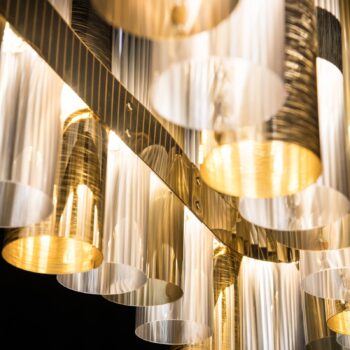 Závesné svietidlo Slamp LED La Lollo, zlatá farba, 100 cm