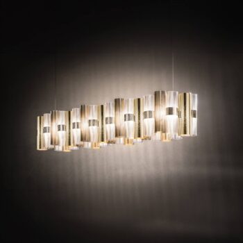 Závesné svietidlo Slamp LED La Lollo, zlatá farba, 140 cm