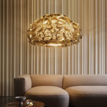 Závesné svietidlo Slamp Quantica, zlatá farba, Ø 120 cm