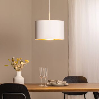 Závesné svietidlo Soho valcovité 1-pl. Ø 40cm biela/zlatá