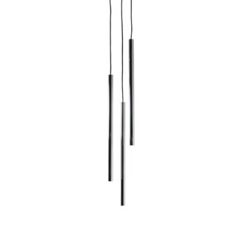 Závesné svietidlo Sopel Lux, 3-pl., okrúhle, čierne/strieborné, G9