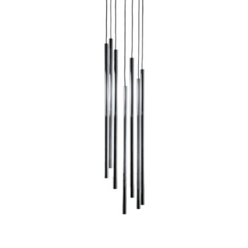 Závesné svietidlo Sopel Lux, 7-pl., okrúhle, čierne/strieborné, G9