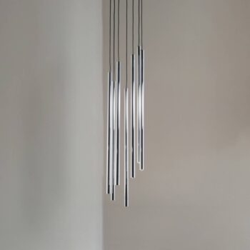 Závesné svietidlo Sopel Lux, 7-pl., okrúhle, čierne/strieborné, G9
