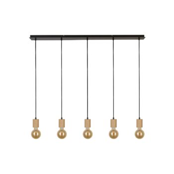 Závesné svietidlo Spinny, lúč, 115 cm, 5 svetiel, kaučukové drevo, E27