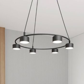 Závesné svietidlo Starlit, 6-pl., Ø 64 cm, čierne, kov, GX53