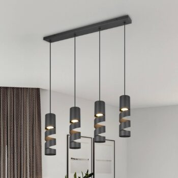 Závesné svietidlo Stream, čierne Dĺžka 80 cm 4 svetlá kovové GU10