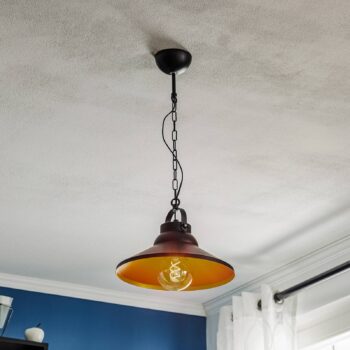 Závesné svietidlo Taft s tienidlom na lampu v čiernej a zlatej farbe