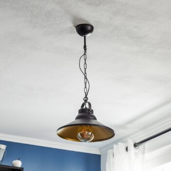 Závesné svietidlo Taft s tienidlom na lampu v čiernej a zlatej farbe