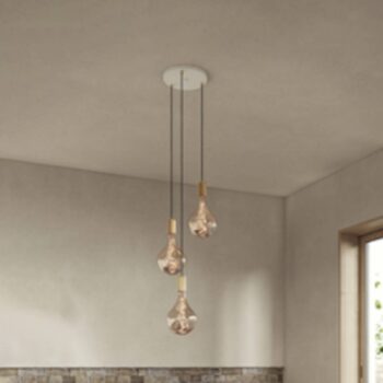Závesné svietidlo Tala Triple Pendant round, E27 clear, biela/dub