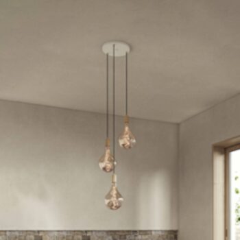 Závesné svietidlo Tala Triple Pendant round, E27 clear, biela/mosadz